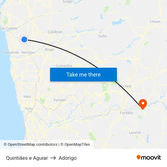 Quintiães e Aguiar to Adorigo map