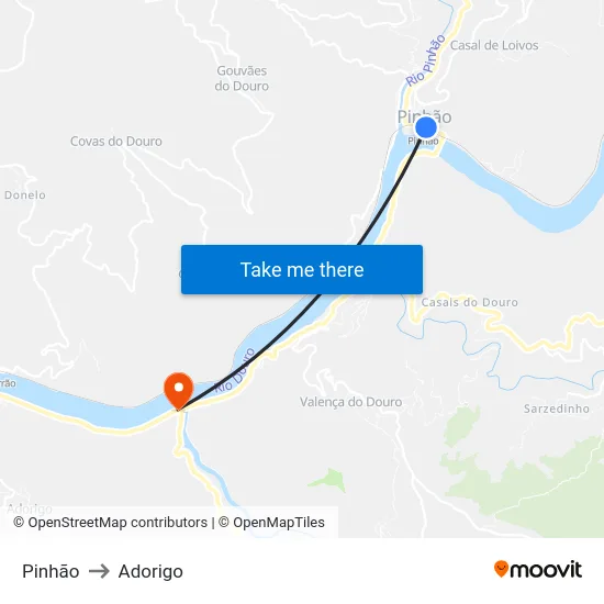 Pinhão to Adorigo map