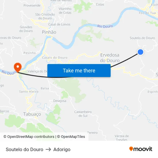 Soutelo do Douro to Adorigo map