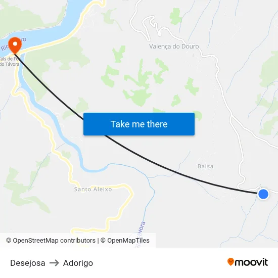 Desejosa to Adorigo map