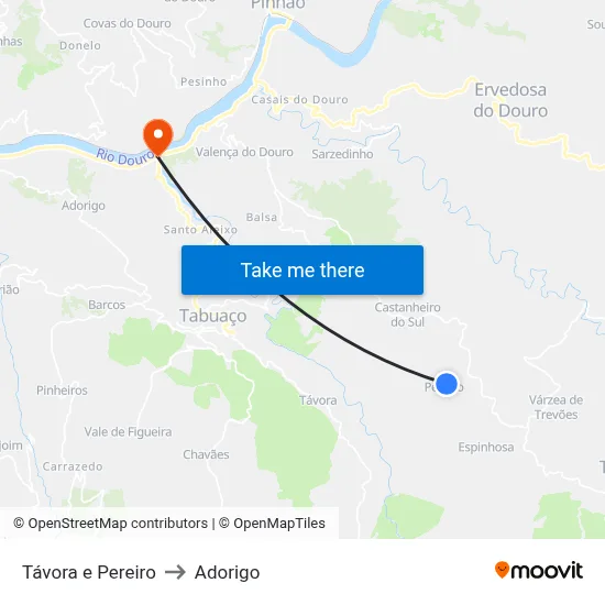 Távora e Pereiro to Adorigo map