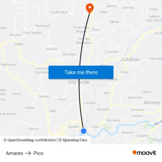 Amares to Pico map
