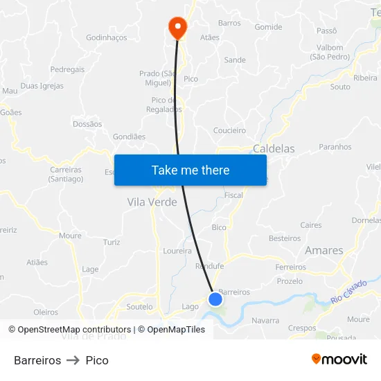 Barreiros to Pico map