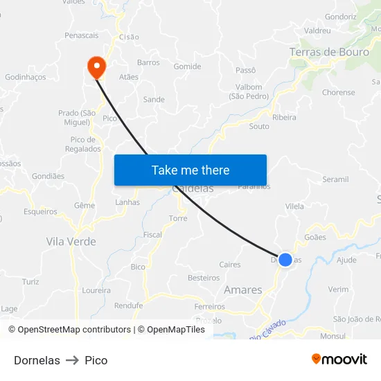 Dornelas to Pico map