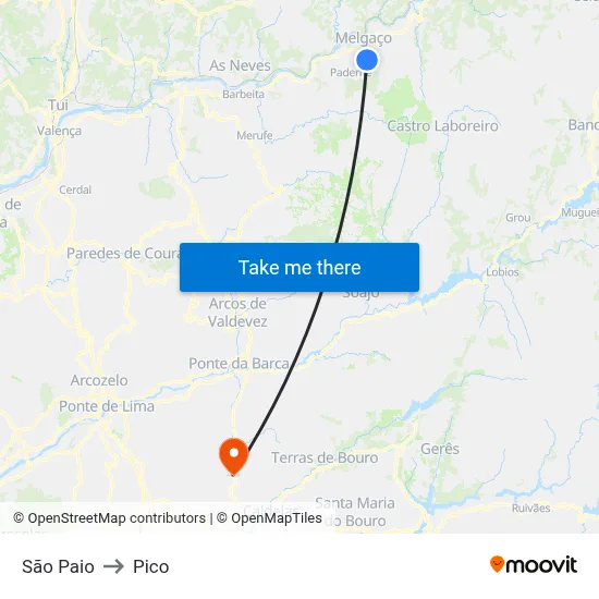 São Paio to Pico map