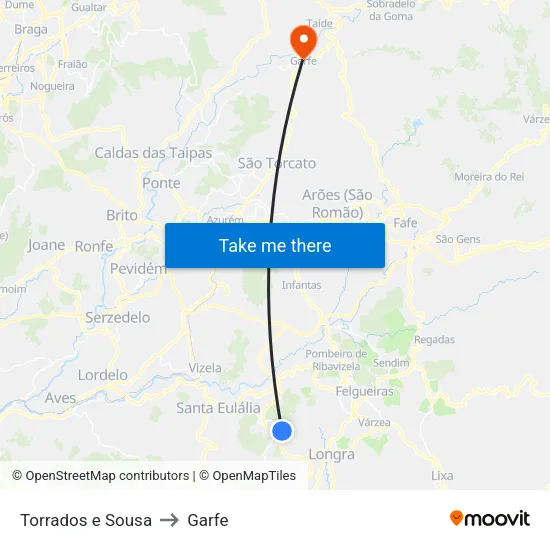 Torrados e Sousa to Garfe map