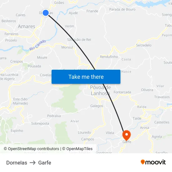 Dornelas to Garfe map