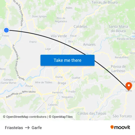 Friastelas to Garfe map
