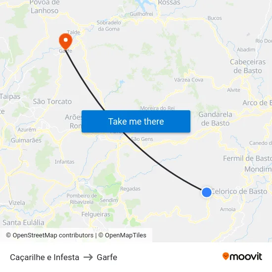 Caçarilhe e Infesta to Garfe map
