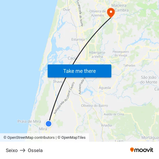 Seixo to Ossela map