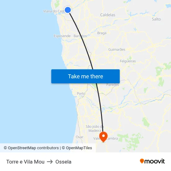 Torre e Vila Mou to Ossela map