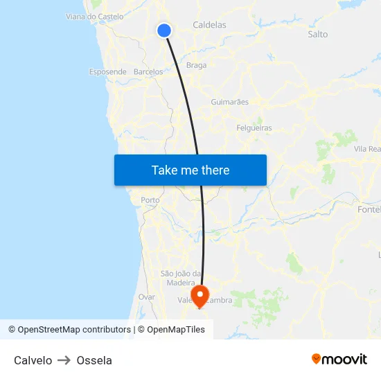 Calvelo to Ossela map