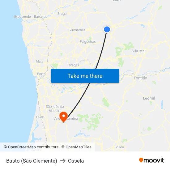Basto (São Clemente) to Ossela map