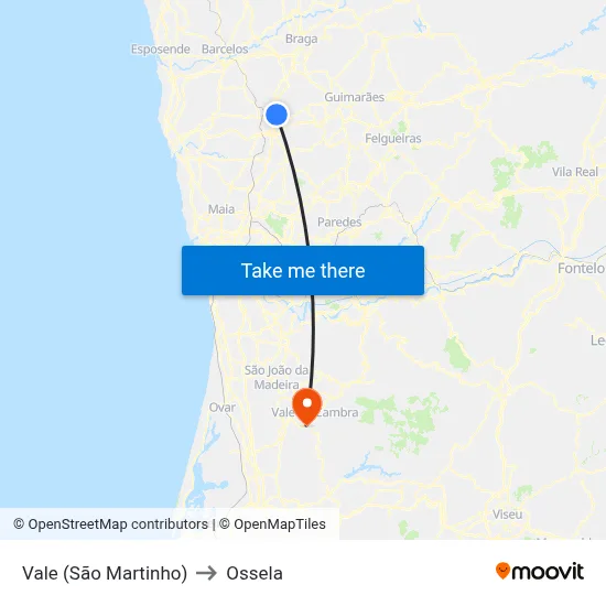 Vale (São Martinho) to Ossela map