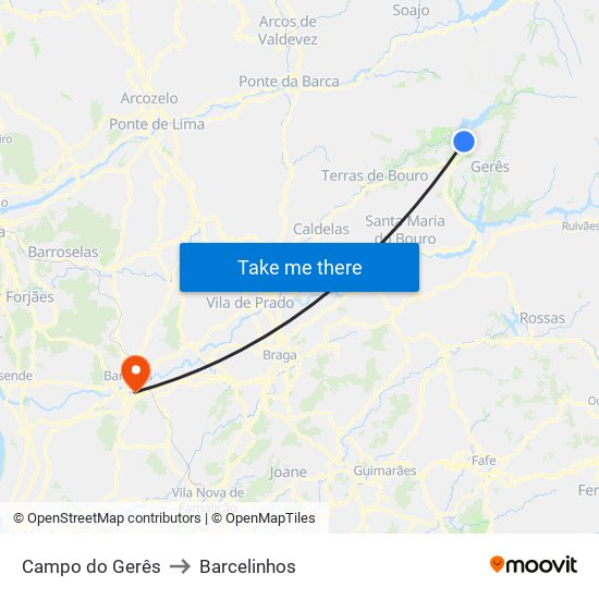 Campo do Gerês to Barcelinhos map