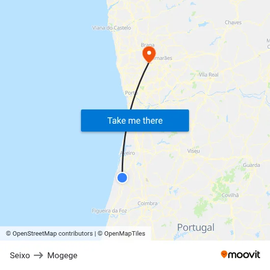 Seixo to Mogege map