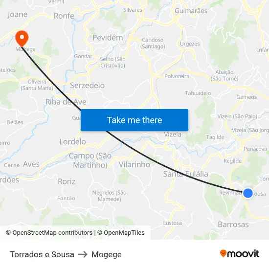 Torrados e Sousa to Mogege map