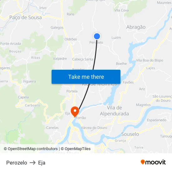Perozelo to Eja map