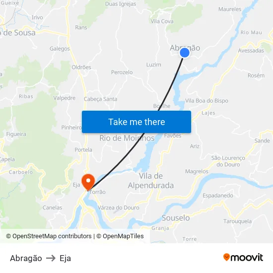 Abragão to Eja map