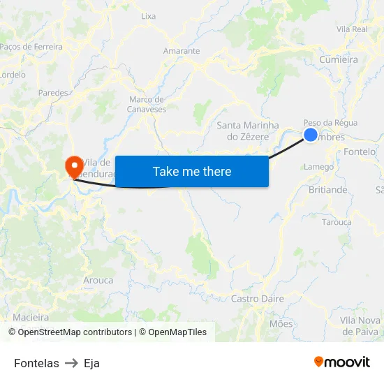 Fontelas to Eja map