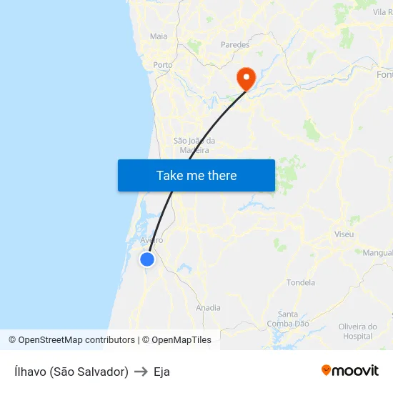 Ílhavo (São Salvador) to Eja map