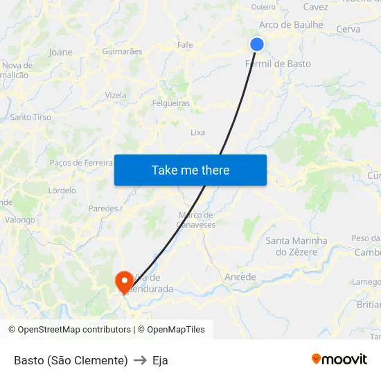 Basto (São Clemente) to Eja map