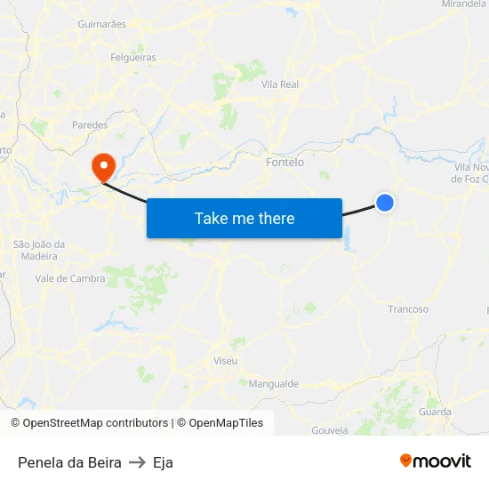 Penela da Beira to Eja map