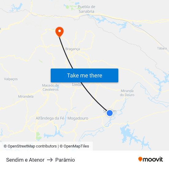 Sendim e Atenor to Parâmio map
