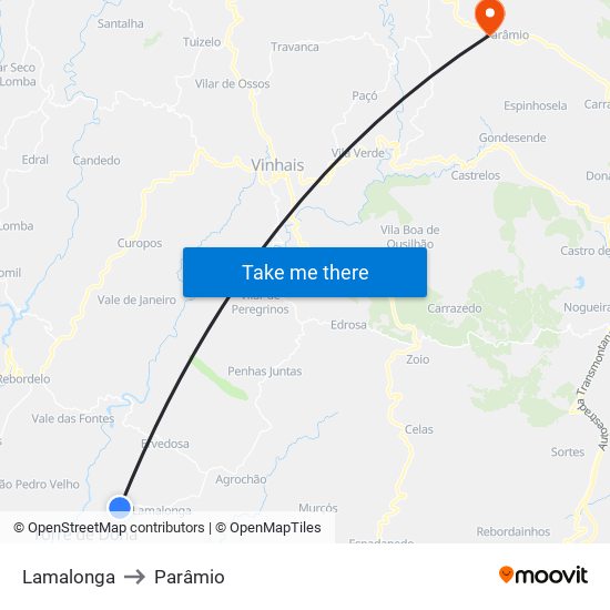 Lamalonga to Parâmio map