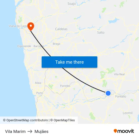 Vila Marim to Mujães map