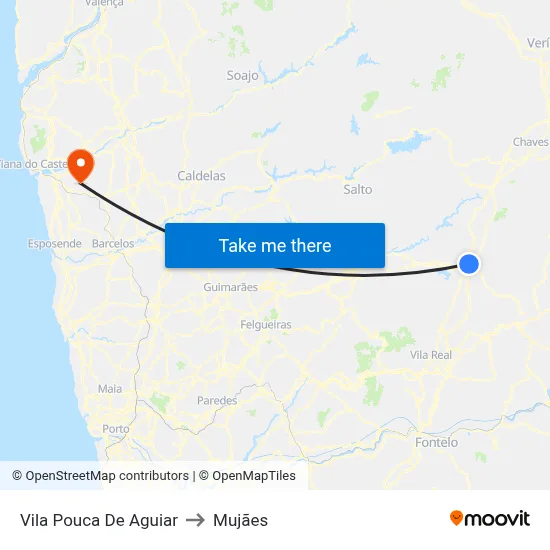 Vila Pouca De Aguiar to Mujães map