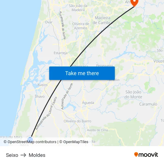 Seixo to Moldes map