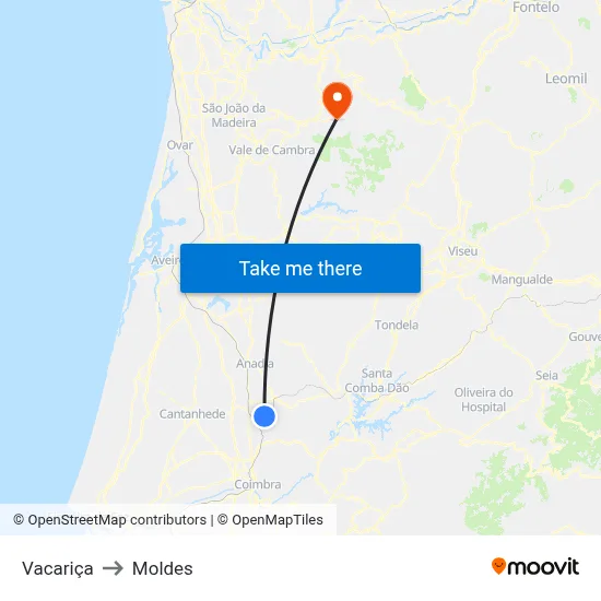Vacariça to Moldes map