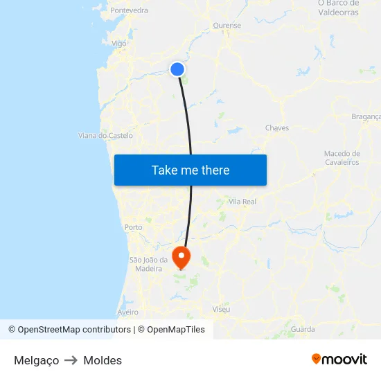 Melgaço to Moldes map