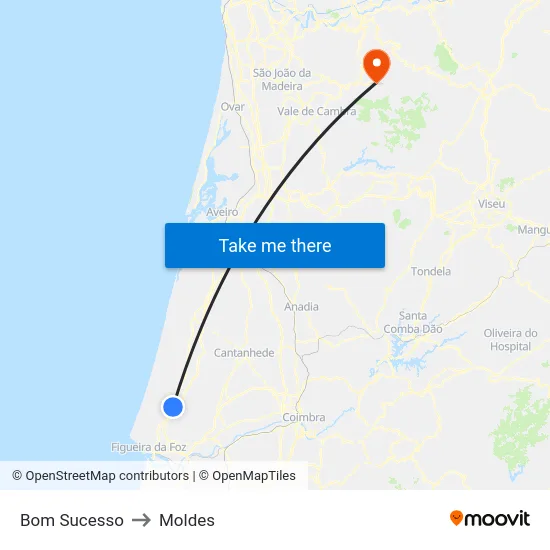 Bom Sucesso to Moldes map