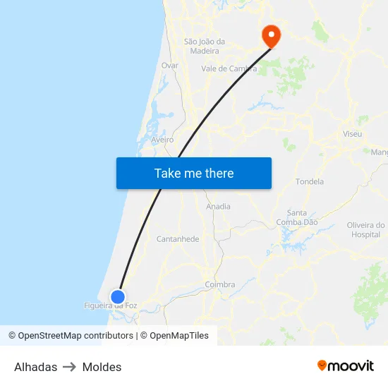 Alhadas to Moldes map