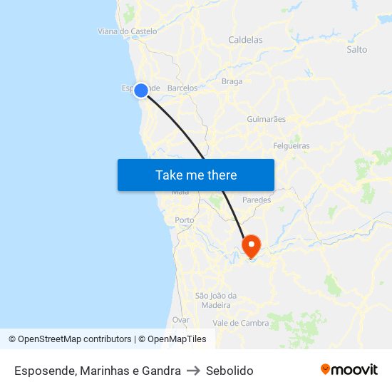 Esposende, Marinhas e Gandra to Sebolido map