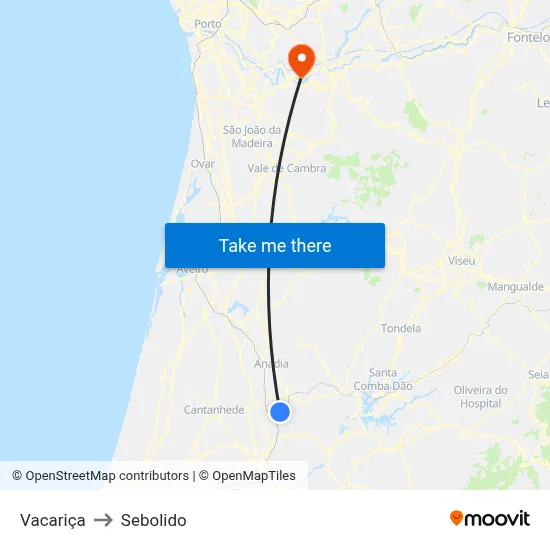 Vacariça to Sebolido map