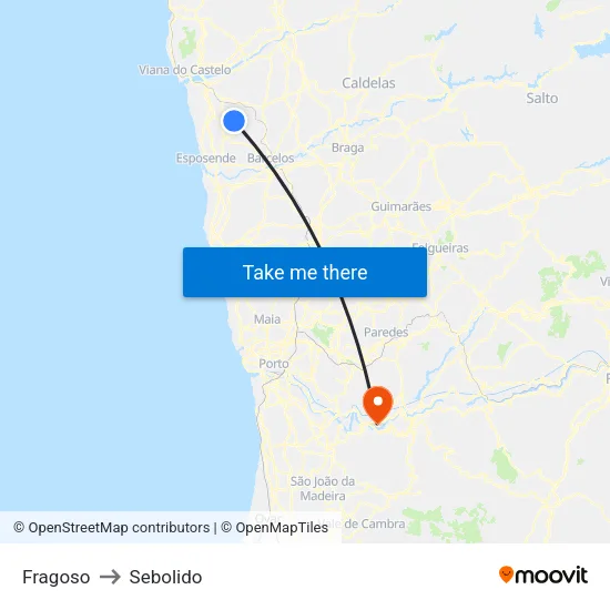 Fragoso to Sebolido map