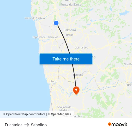 Friastelas to Sebolido map