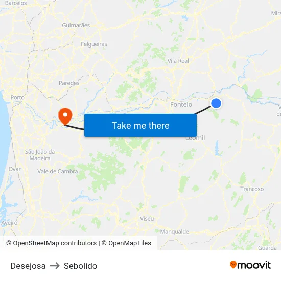 Desejosa to Sebolido map