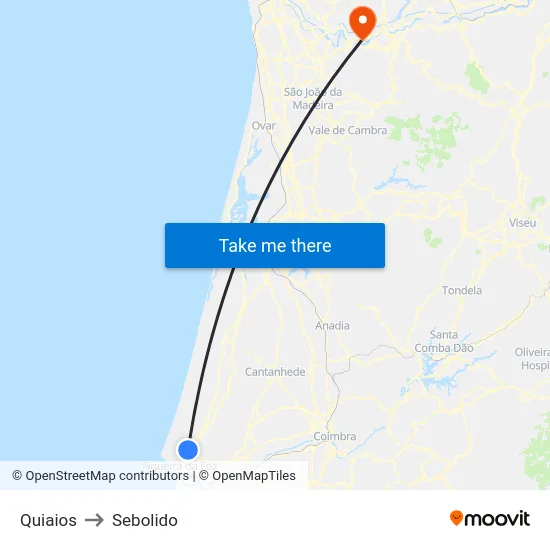 Quiaios to Sebolido map
