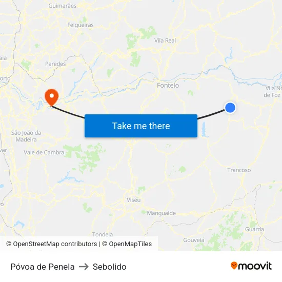 Póvoa de Penela to Sebolido map