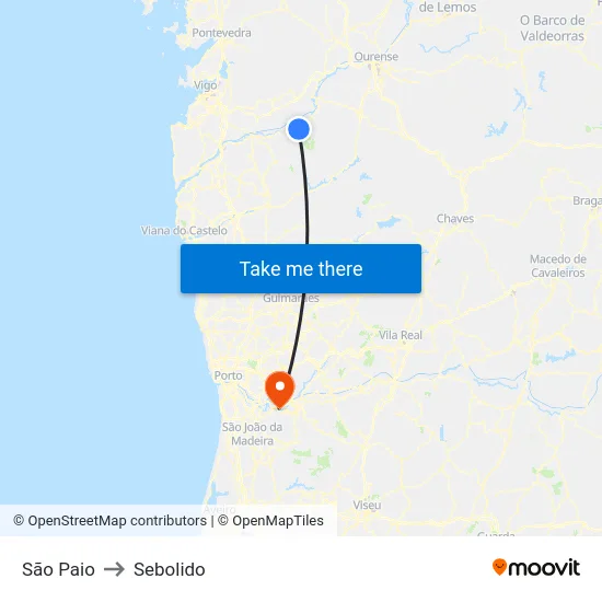 São Paio to Sebolido map