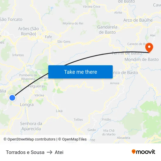 Torrados e Sousa to Atei map