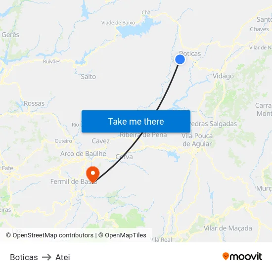 Boticas to Atei map