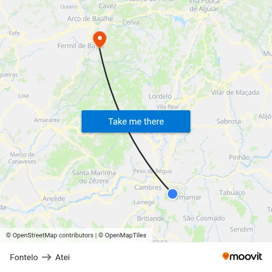 Fontelo to Atei map