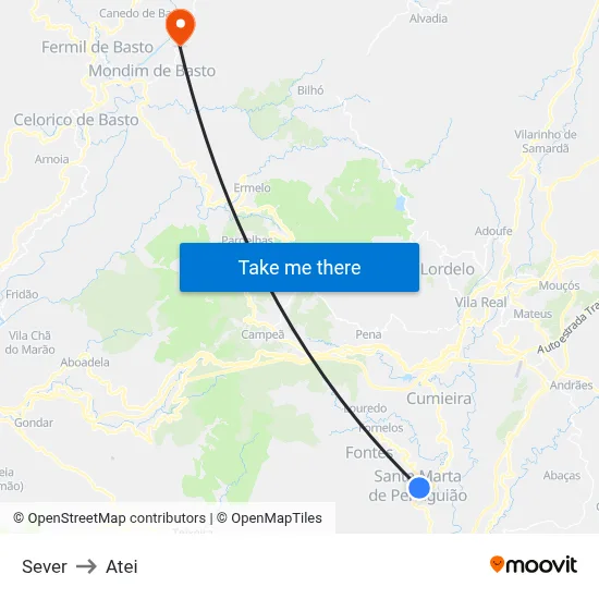Sever to Atei map
