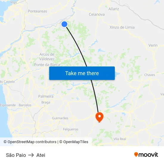 São Paio to Atei map