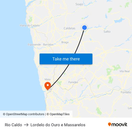 Rio Caldo to Lordelo do Ouro e Massarelos map